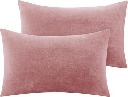 Flannel Pillowcases Standard Set of 2, Dusty Pink, 20x26 Inches