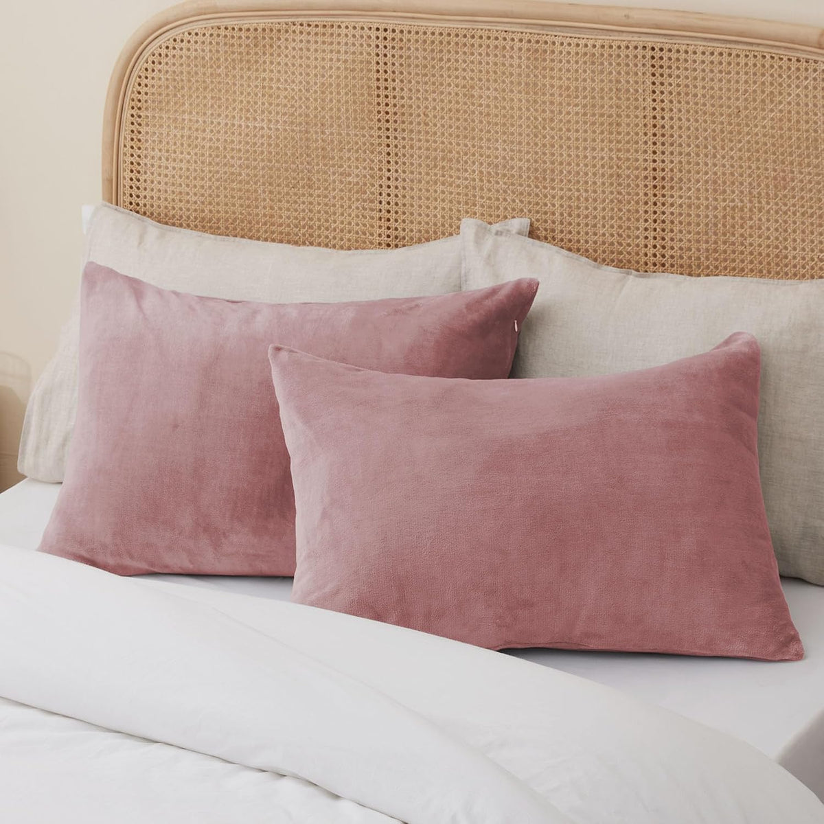 Flannel Pillowcases Standard Set of 2, Dusty Pink, 20x26 Inches