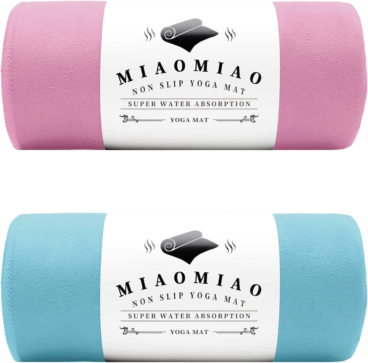 2 Pack Non-Slip Hot Yoga Towel Set,Super Absorbent Microfiber in, 24.5" x 72" - Anti-Slip, Injury Free Design for Pilates, Yoga Mats, Exercise, and Fitness Gear Light Pink/Light Blue