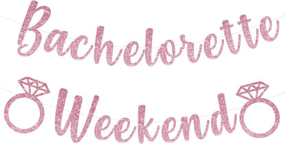 Bachelorette Weekend Banner Bachelorette Party Decor Sign for Bach Party Engagement Bridal Shower Wedding Bride to Be Decorations (Pink)