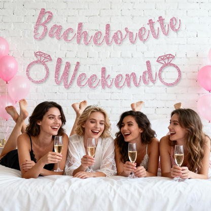 Bachelorette Weekend Banner Bachelorette Party Decor Sign for Bach Party Engagement Bridal Shower Wedding Bride to Be Decorations (Pink)