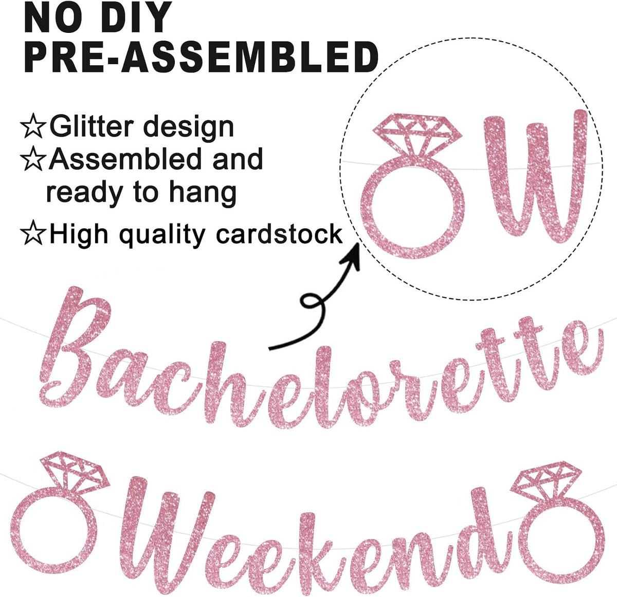Bachelorette Weekend Banner Bachelorette Party Decor Sign for Bach Party Engagement Bridal Shower Wedding Bride to Be Decorations (Pink)