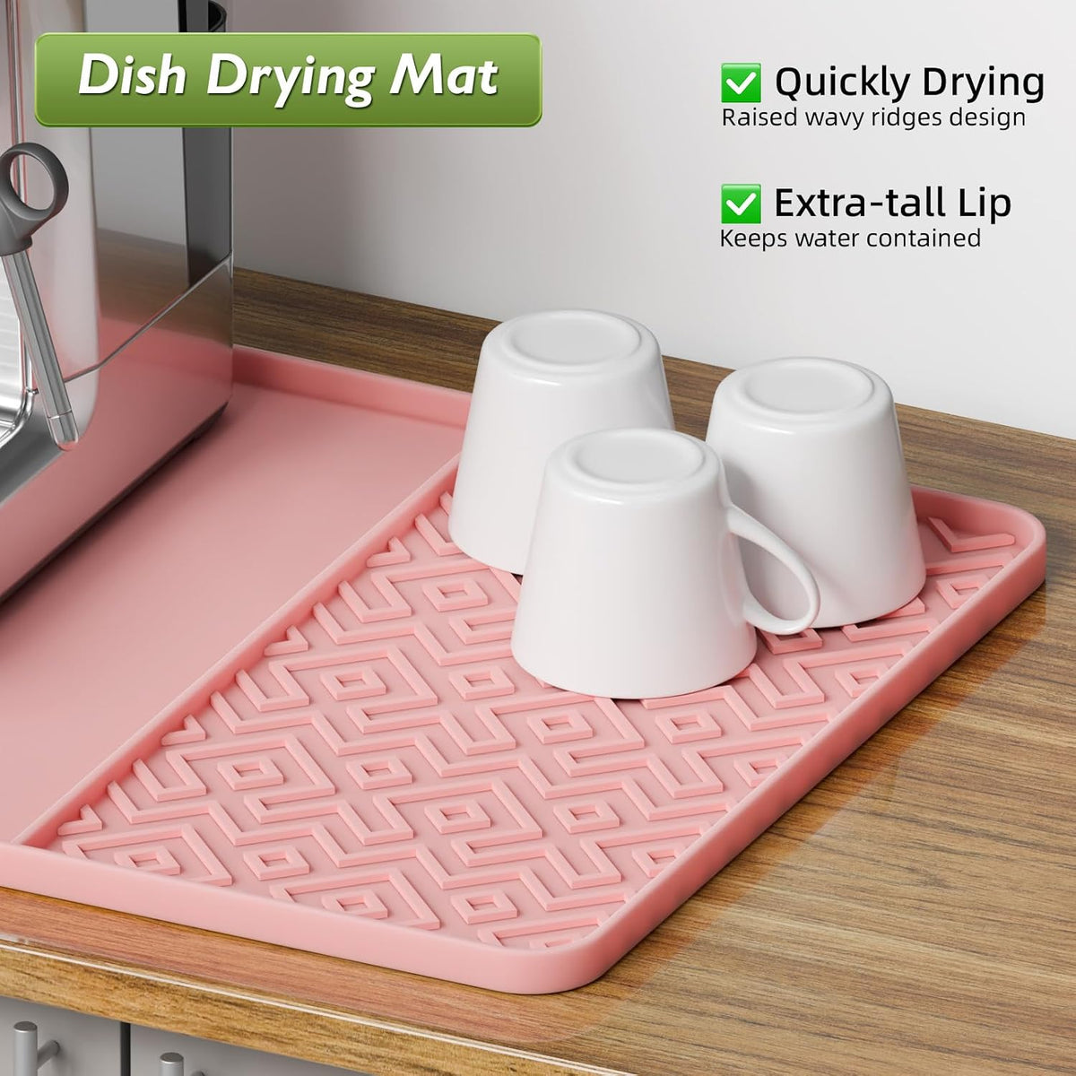 Silicone Coffee Mat with Raised Edges 24" x 16" – Waterproof Countertop Mat, Coffee Maker Pad, Espresso Machine Mat, Heat Resistant Dish Drying Mat