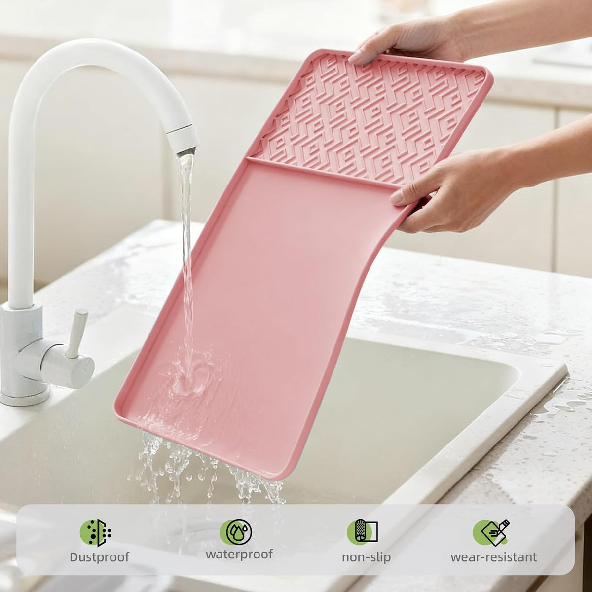 Silicone Coffee Mat with Raised Edges 24" x 16" – Waterproof Countertop Mat, Coffee Maker Pad, Espresso Machine Mat, Heat Resistant Dish Drying Mat