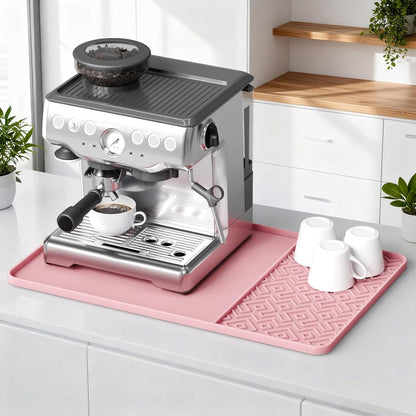 Silicone Coffee Mat with Raised Edges 24" x 16" – Waterproof Countertop Mat, Coffee Maker Pad, Espresso Machine Mat, Heat Resistant Dish Drying Mat