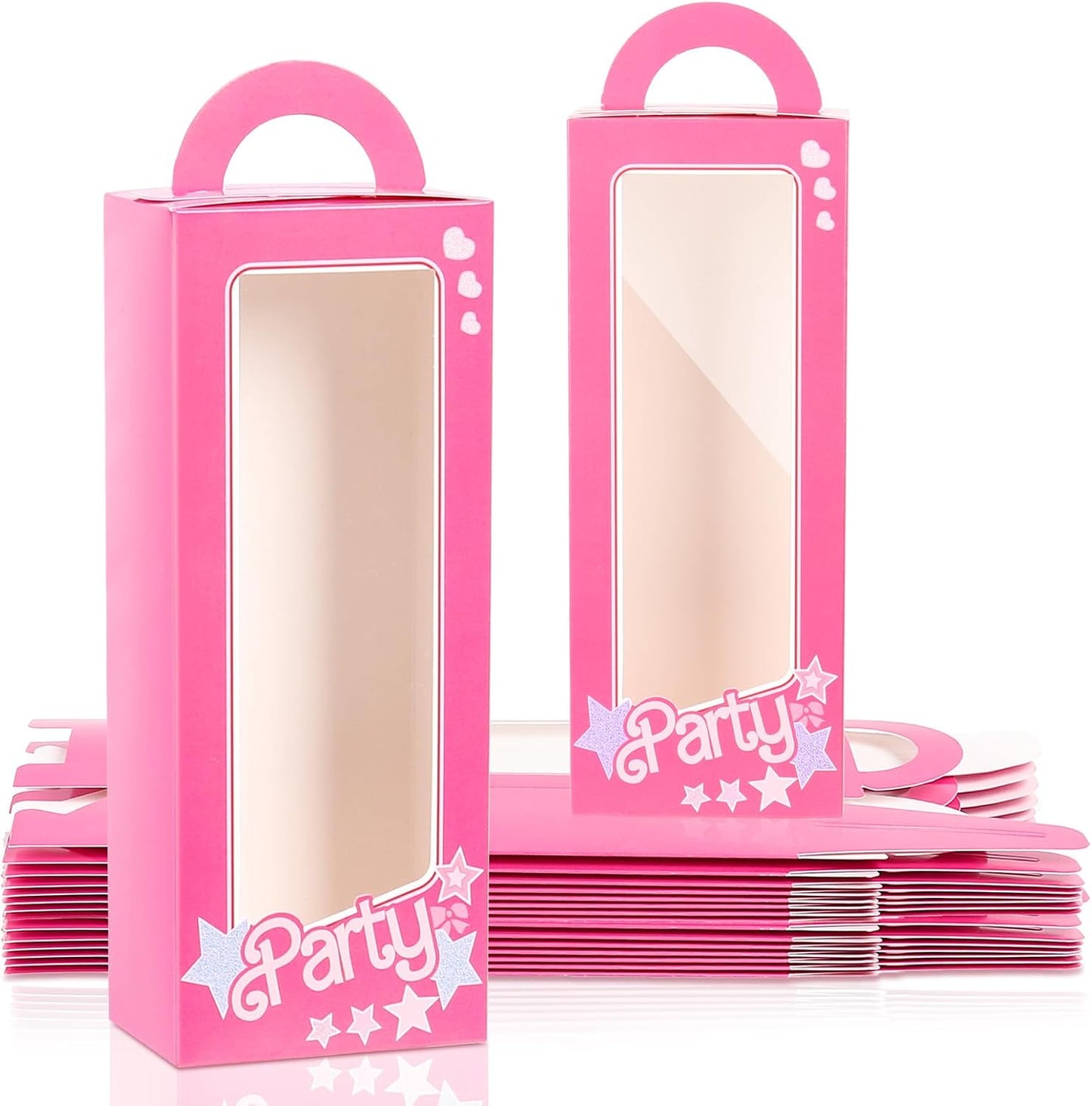 18 Pack Party Boxes Pink Candy Boxes Gift Bags Party Favor Bags Goodie Bags Treat Bags Pink Doll Favor Box for Birthday