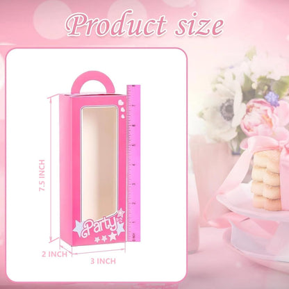 18 Pack Party Boxes Pink Candy Boxes Gift Bags Party Favor Bags Goodie Bags Treat Bags Pink Doll Favor Box for Birthday