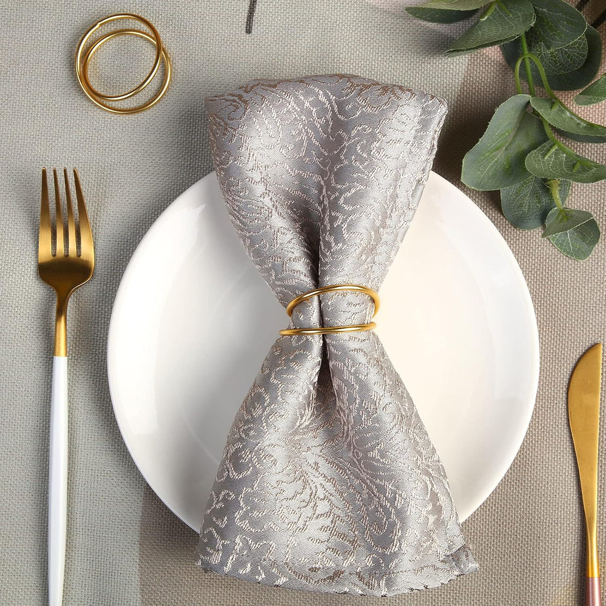 12 Pieces Gold Napkin Rings Metal Spiral Sliver Pink Napkin Rings Buckles Simple Alloy Serviette Holder for Weddings Dinner Party Table