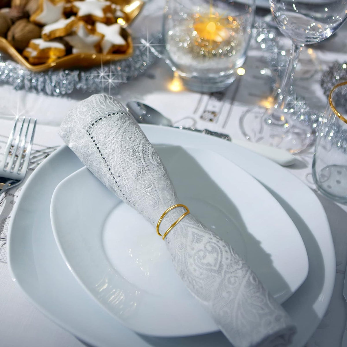 12 Pieces Gold Napkin Rings Metal Spiral Sliver Pink Napkin Rings Buckles Simple Alloy Serviette Holder for Weddings Dinner Party Table