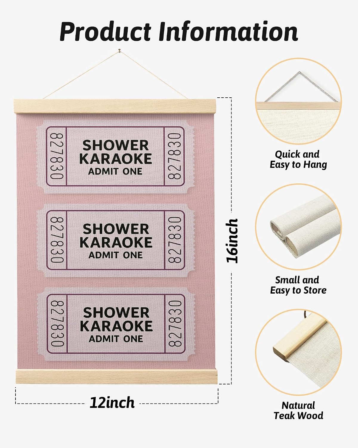 Sweet Cheeks Pink Peach Bathroom Poster Hanger Frame, Peach Bathroom Decor, Trendy Shower Karaoke Ticket Wall Art Decor for Girls Bath Room Washroom Restroom, 12x16 Inch Set of 2