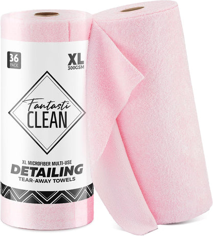 Microfiber Cleaning Cloth Roll, 16''- 36 Sheets (Glossy Pink)