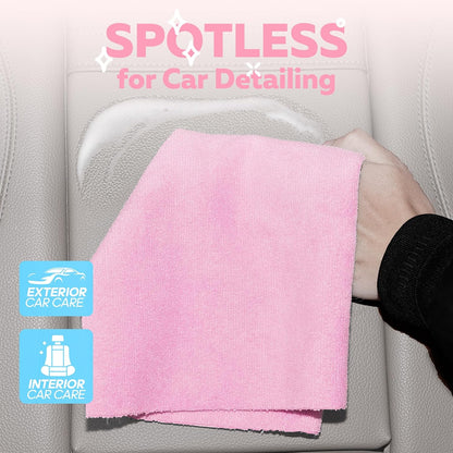 Microfiber Cleaning Cloth Roll, 16''- 36 Sheets (Glossy Pink)