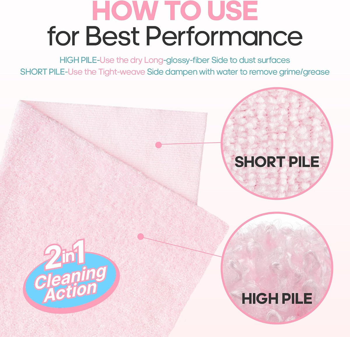 Microfiber Cleaning Cloth Roll, 16''- 36 Sheets (Glossy Pink)