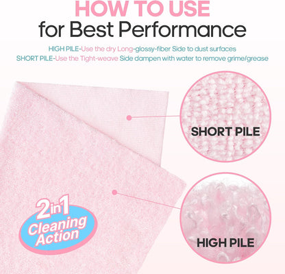 Microfiber Cleaning Cloth Roll, 16''- 36 Sheets (Glossy Pink)