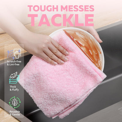 Microfiber Cleaning Cloth Roll, 16''- 36 Sheets (Glossy Pink)