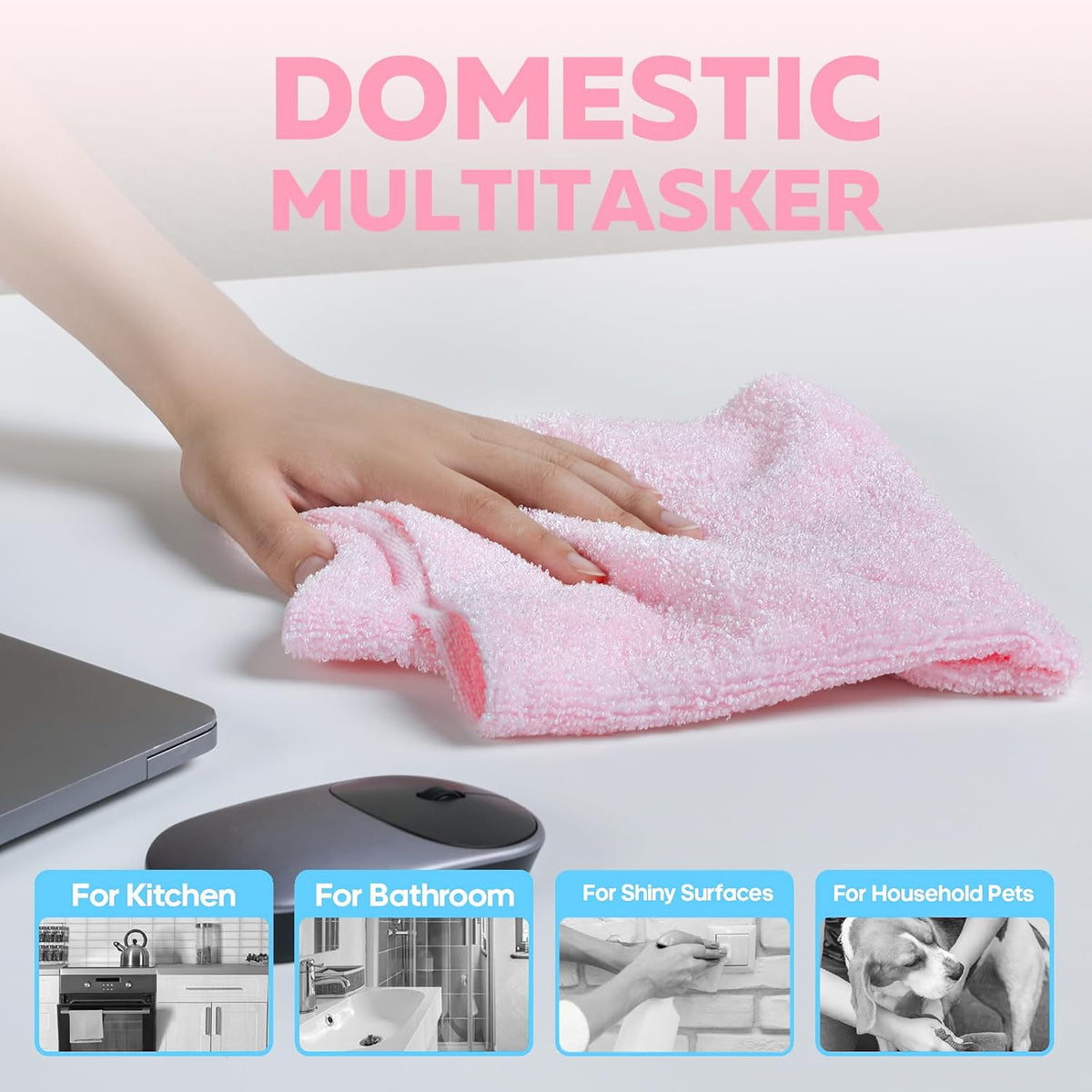 Microfiber Cleaning Cloth Roll, 16''- 36 Sheets (Glossy Pink)