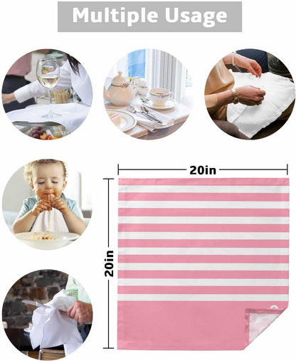 Anchor 4PCS Cloth Napkins for Dining Table, Pink Stripes Washable Reusable Napkins Set Decorative Table Accessories for Daily Use Wedding Party Cocktail, 20x20 Inch
