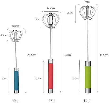 Stainless Steel Semi-automatic Egg Whisk - 3PCS Hand Push Rotary Whisk Blender (Pink)