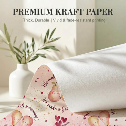 Watercolor Pink Pear Fruit Wrapping Paper, 19.6 x 27.5 in, 2 Pack