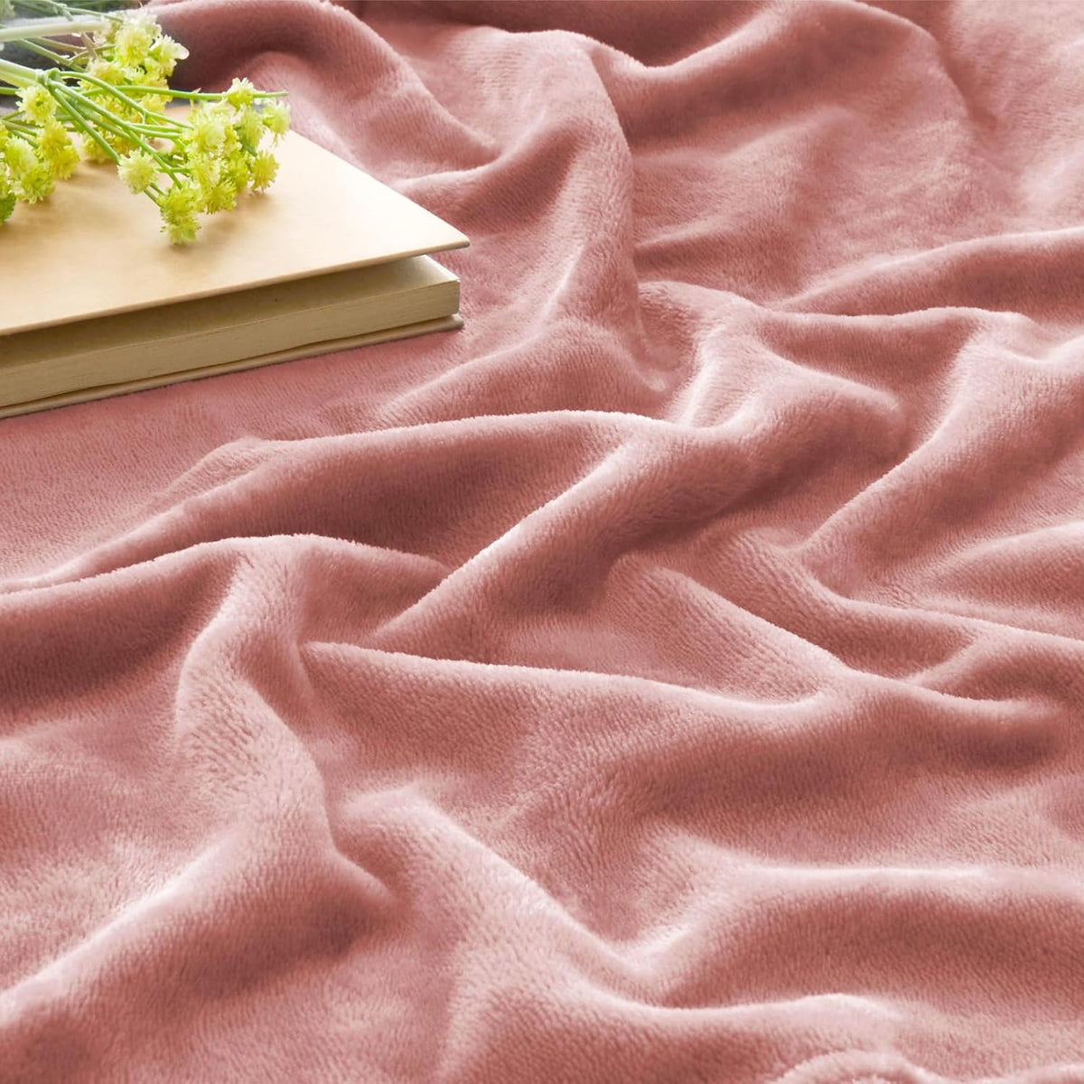 Fleece Blanket Soft Plush Throw for Couch Dusty Pink 50"x60"