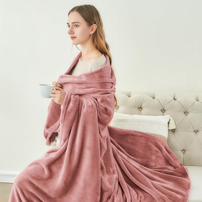 Fleece Blanket Soft Plush Throw for Couch Dusty Pink 50"x60"