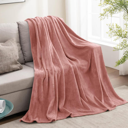 Fleece Blanket Soft Plush Throw for Couch Dusty Pink 50"x60"