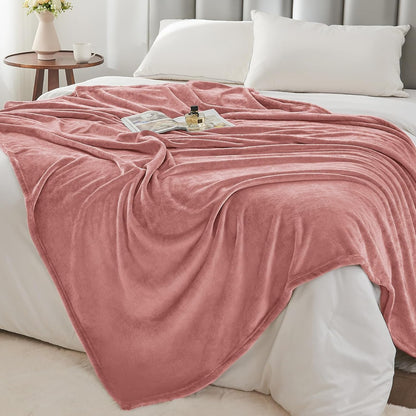 Fleece Blanket Soft Plush Throw for Couch Dusty Pink 50"x60"
