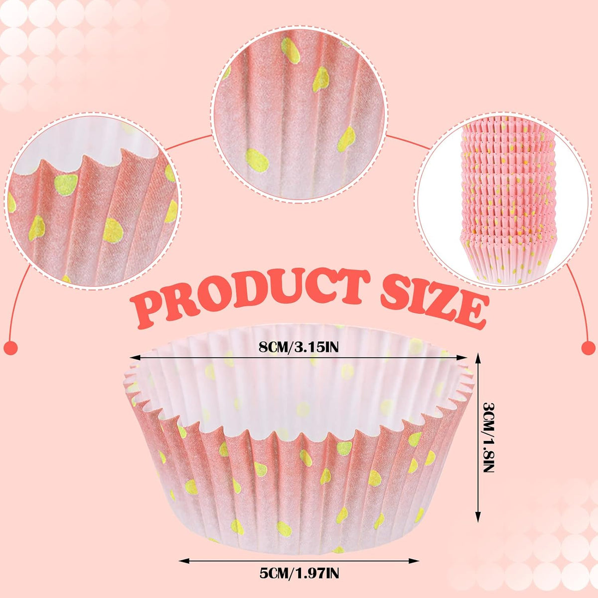 300 Count Pink Nonstick Cupcake Liners Baking Standard Cup Holder Rose Gold Paper Baking Wrappers for Baby Shower Bridal Shower Wedding Birthday Holiday Party Decorations(Pink)