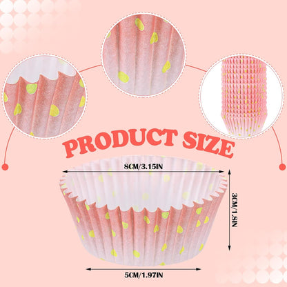 300 Count Pink Nonstick Cupcake Liners Baking Standard Cup Holder Rose Gold Paper Baking Wrappers for Baby Shower Bridal Shower Wedding Birthday Holiday Party Decorations(Pink)