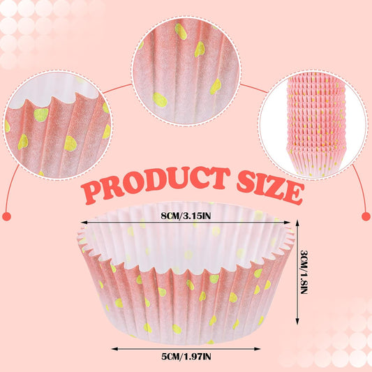 300 Count Pink Nonstick Cupcake Liners Baking Standard Cup Holder Rose Gold Paper Baking Wrappers for Baby Shower Bridal Shower Wedding Birthday Holiday Party Decorations(Pink)