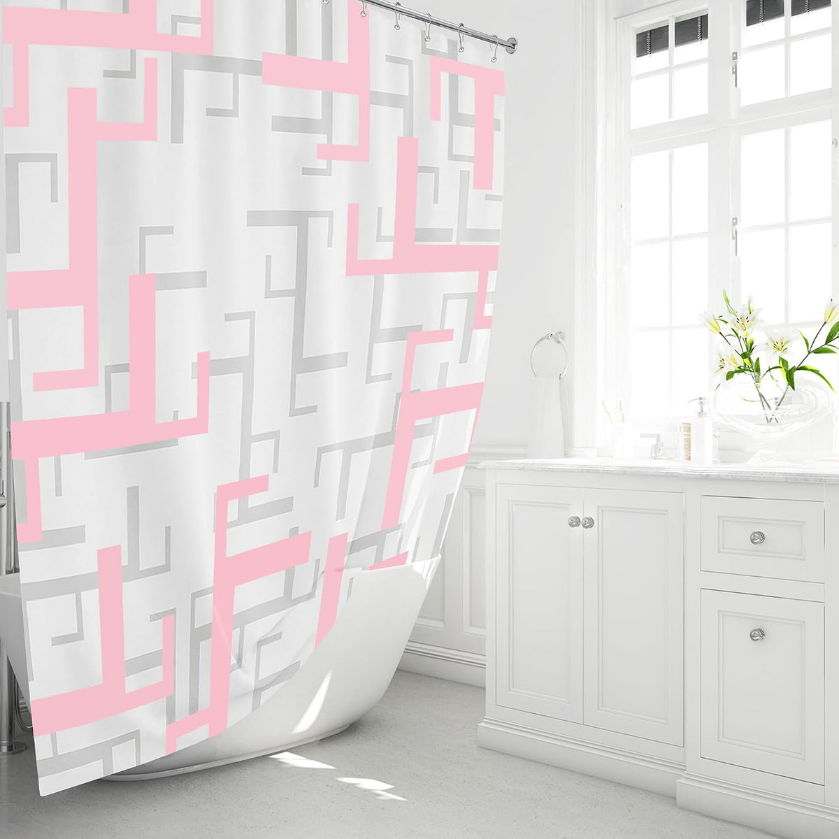 BTTN 36x72 Stall Geometric Waterproof Cloth Set, Pink