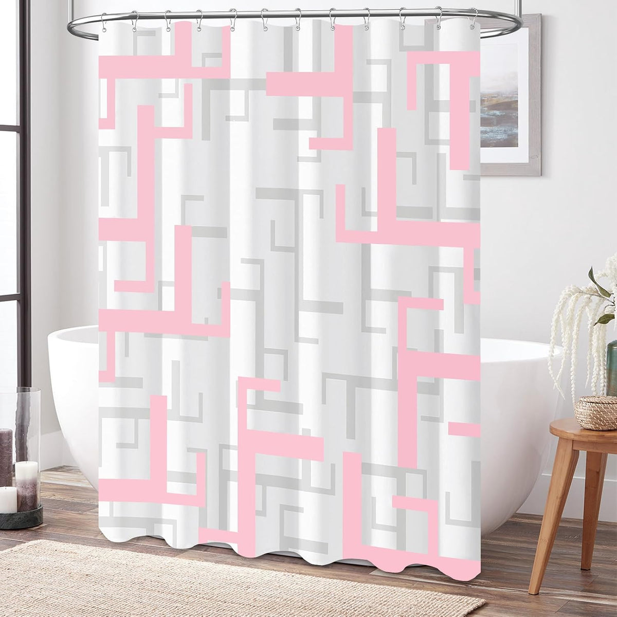BTTN 36x72 Stall Geometric Waterproof Cloth Set, Pink