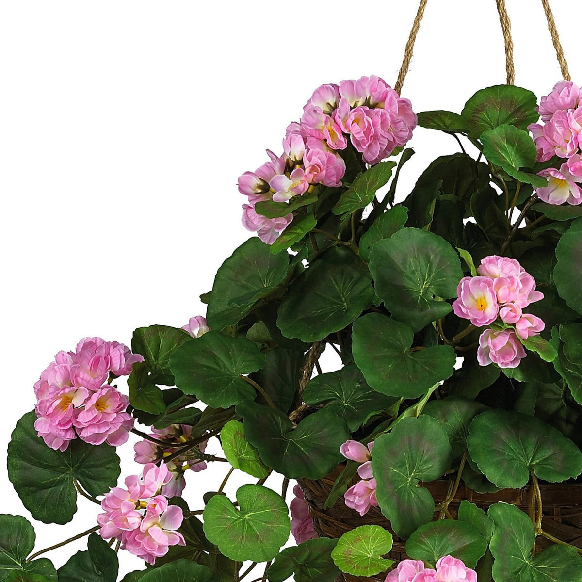 24 in Artificial Geranium Hanging Basket with Wicker Pot