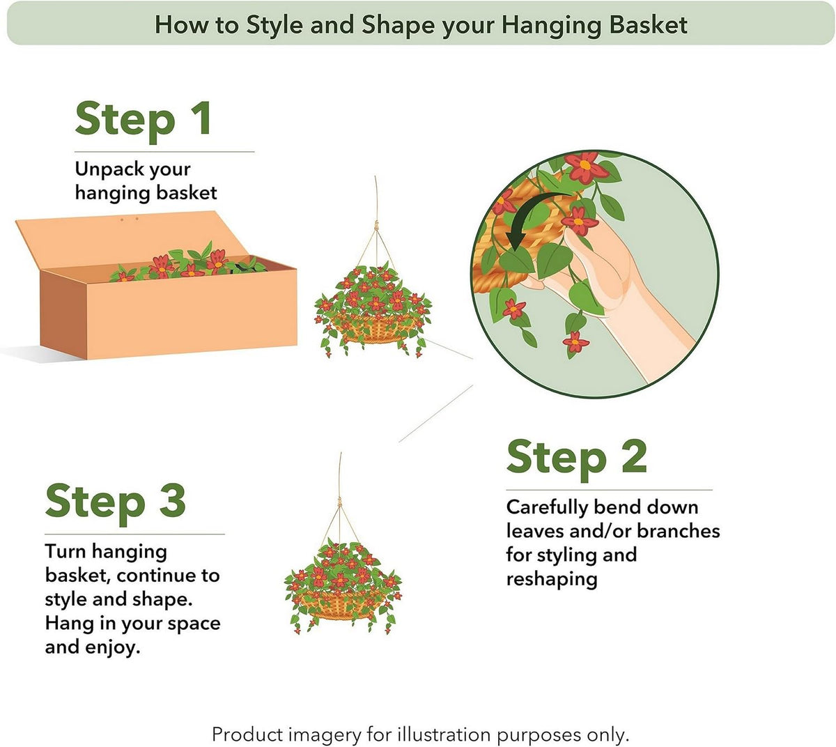 24 in Artificial Geranium Hanging Basket with Wicker Pot