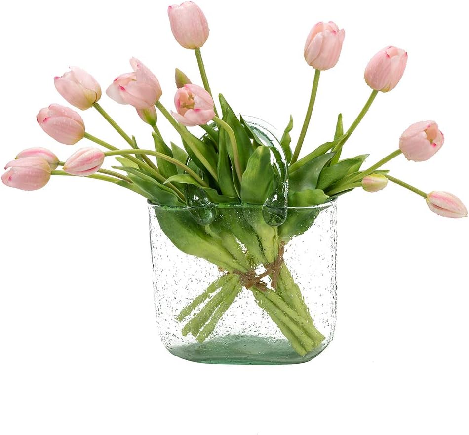 15pcs Artificial Tulips Flowers,Soft Touch Latex Bouquet, Fake Tulips Flowers,Spring Wedding Home Room Table Centerpiece Decor Light Pink Set