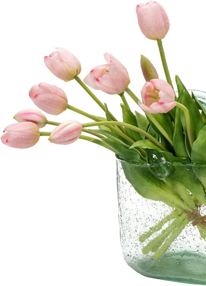 15pcs Artificial Tulips Flowers,Soft Touch Latex Bouquet, Fake Tulips Flowers,Spring Wedding Home Room Table Centerpiece Decor Light Pink Set