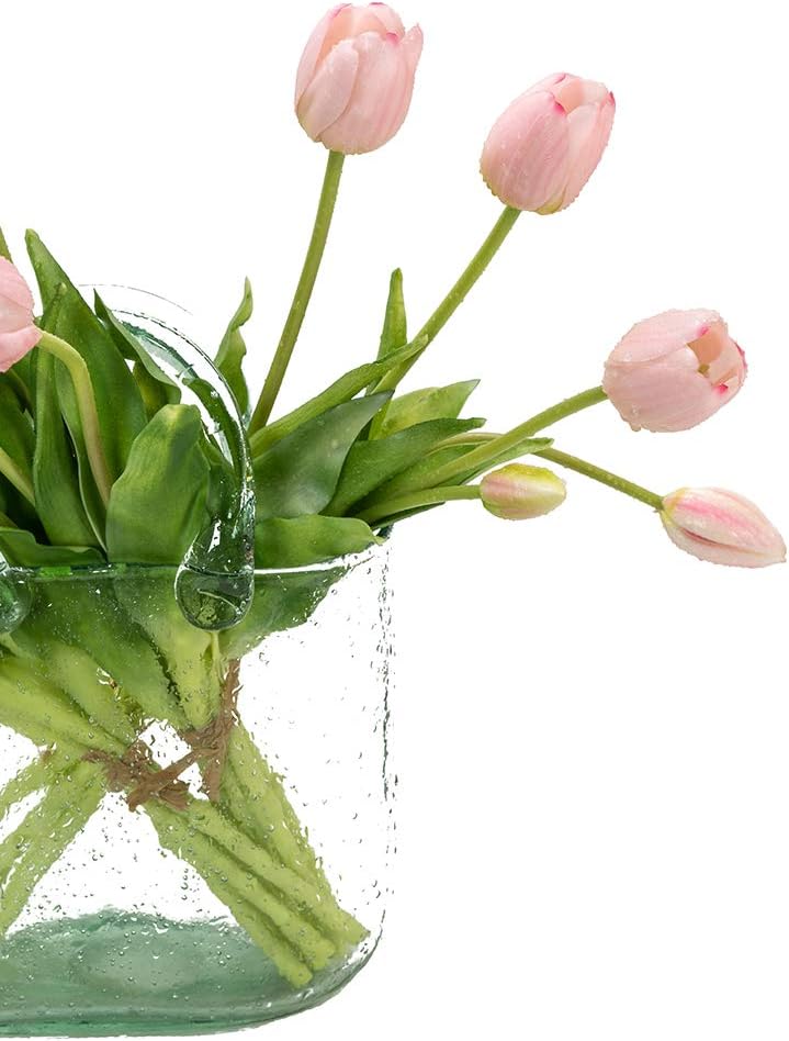 15pcs Artificial Tulips Flowers,Soft Touch Latex Bouquet, Fake Tulips Flowers,Spring Wedding Home Room Table Centerpiece Decor Light Pink Set