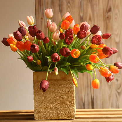 15pcs Artificial Tulips Flowers,Soft Touch Latex Bouquet, Fake Tulips Flowers,Spring Wedding Home Room Table Centerpiece Decor Light Pink Set