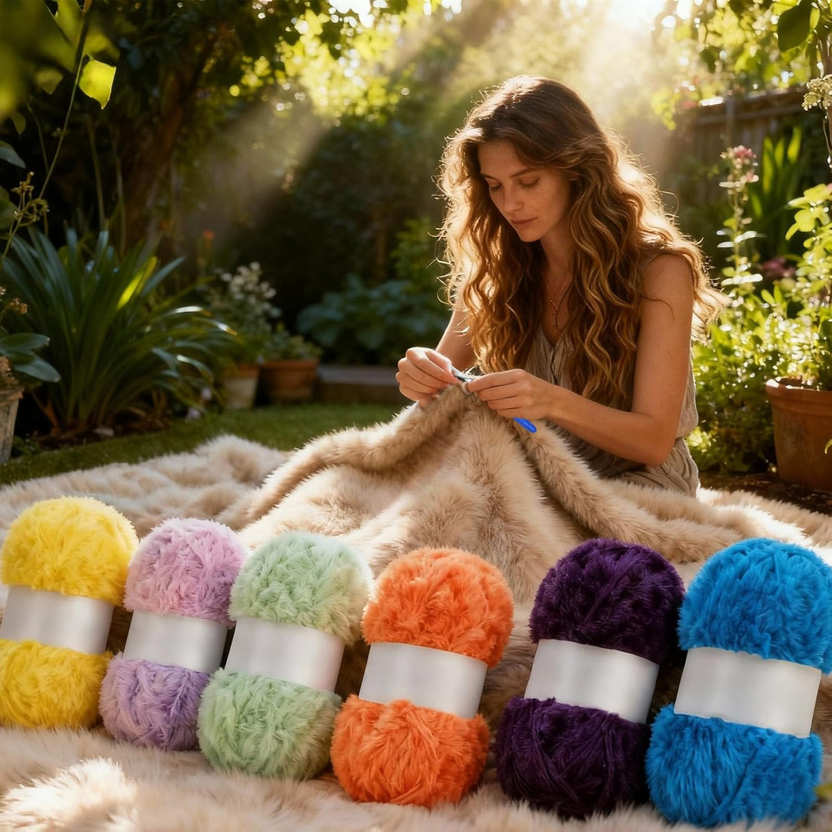 3 Skeins Faux Fur Yarn Soft Fluffy for Crocheting,Chunky Fuzzy Eyelash Yarn for Crochet Hats, Scarves, Bags, Cushions(Pink)
