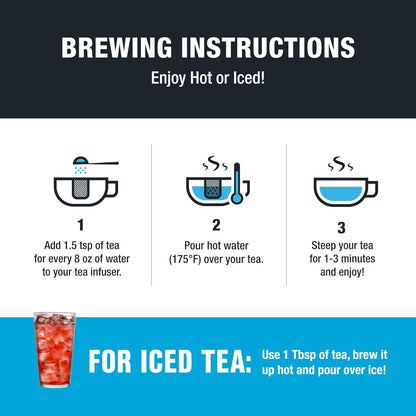 Peaches N' Green, Loose Leaf, Smooth Peach Green Tea, Premium Medium Caffeinated Blend, Make Hot or Iced, Brews Up to 25 Cups, 2.0 Ounce Resealable Pouch
