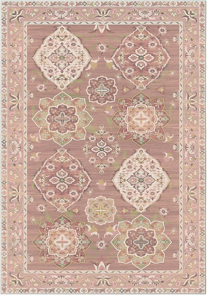 Washable 5x7 Area Rugs Vintage Boho Modern Pink Non Slip Large Carpet for Nursery Living Room Bedroom Farmhouse Dining Room Girls' Room