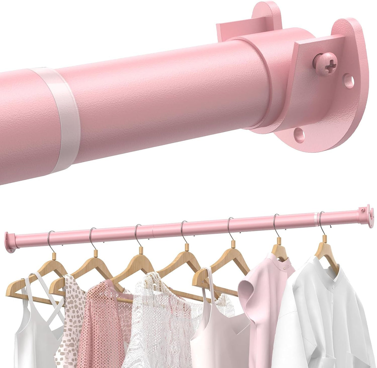Adjuatable Closet Rods for Hanging Clothes Heavy Duty, 17-28in