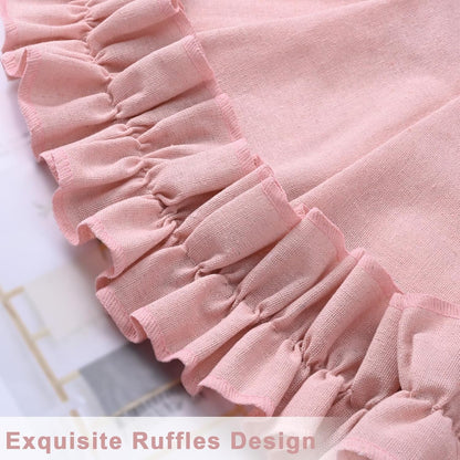 Linen Valances for Windows Farmhouse Window Valances with Ruffle Rustic Country Light Filtering Kitchen Valance Curtains Rod Pocket Valance for Bathroom Cafe, Pink, 52" W X 18" L