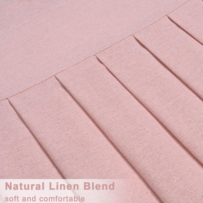 Linen Valances for Windows Farmhouse Window Valances with Ruffle Rustic Country Light Filtering Kitchen Valance Curtains Rod Pocket Valance for Bathroom Cafe, Pink, 52" W X 18" L