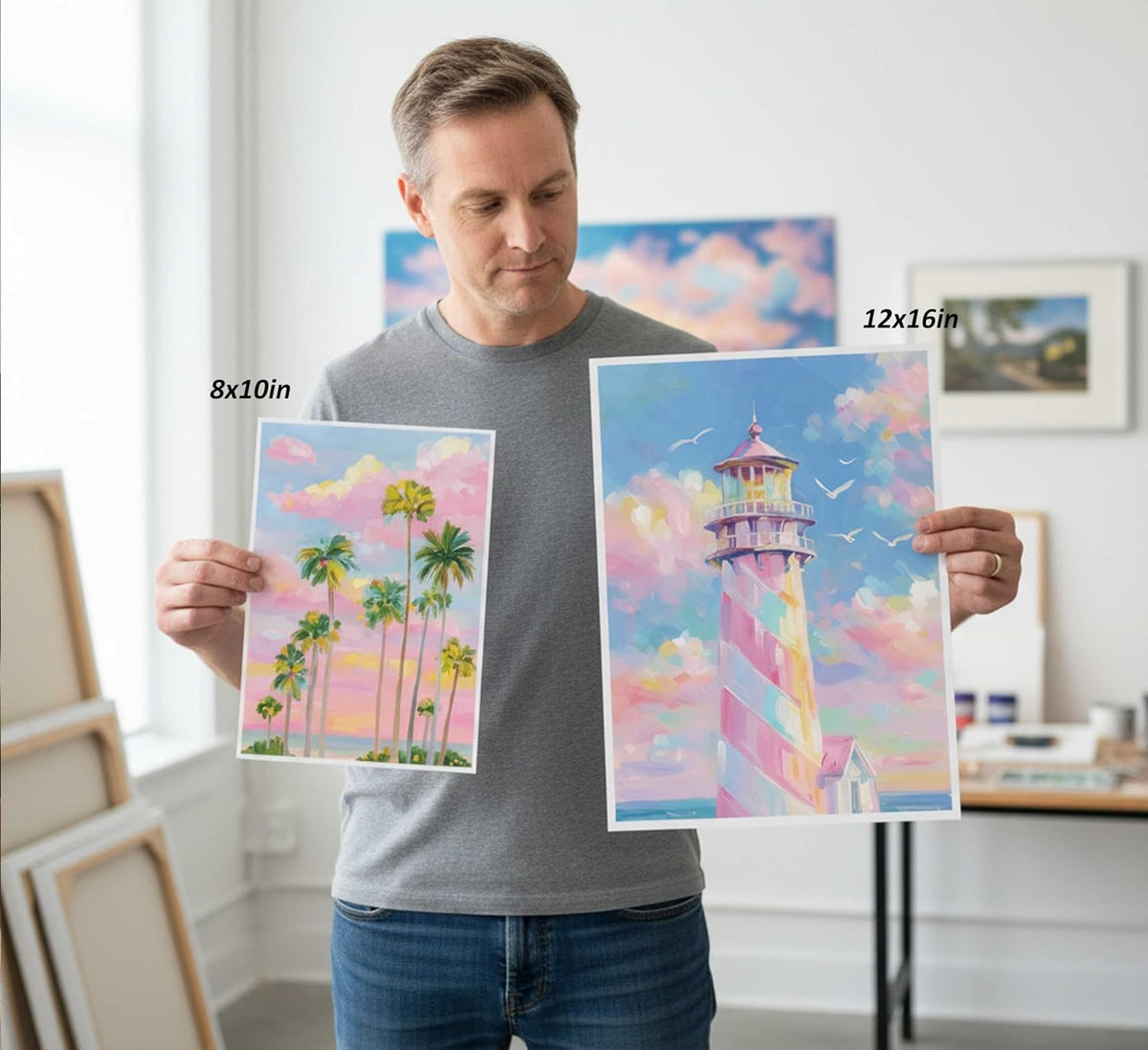 6Pcs Trendy Pastel Coastal Canvas Wall Art 8x10in Unframed