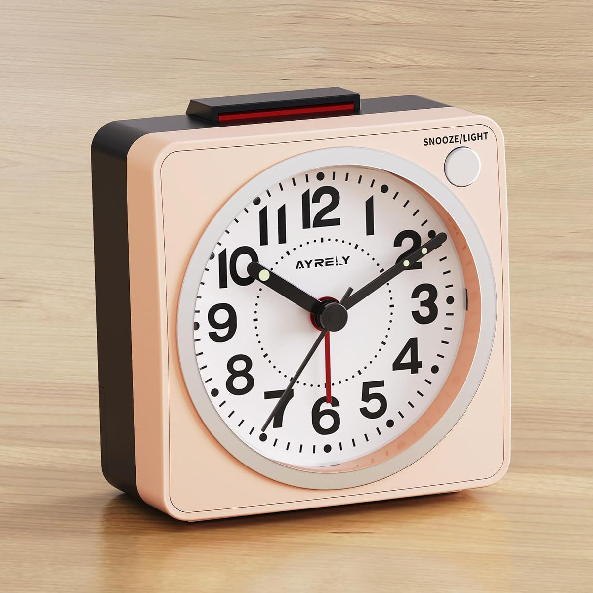 ® 2.6" × 1.4" Ultra Small Battery Operated Analog Travel Alarm Clock