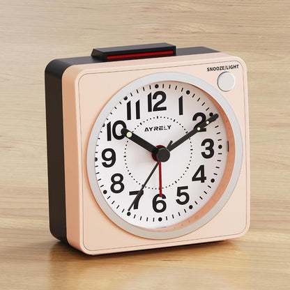 ® 2.6" × 1.4" Ultra Small Battery Operated Analog Travel Alarm Clock