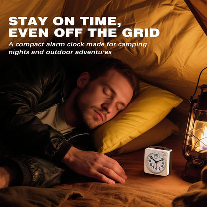 ® 2.6" × 1.4" Ultra Small Battery Operated Analog Travel Alarm Clock