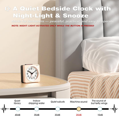 ® 2.6" × 1.4" Ultra Small Battery Operated Analog Travel Alarm Clock