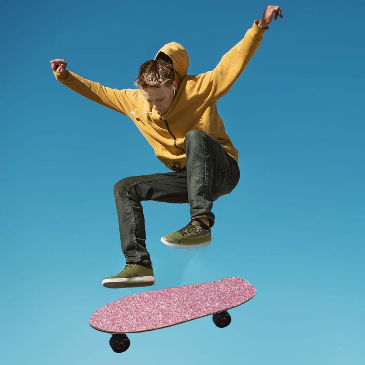Pink Glitter Skateboard Grip Tape, Bubble Free Anti Slip Longboard Grip Tape Sheet Sticker Deck Sandpaper for Rollerboard, 33 x 9 Inch,g300869602p670c711s1496